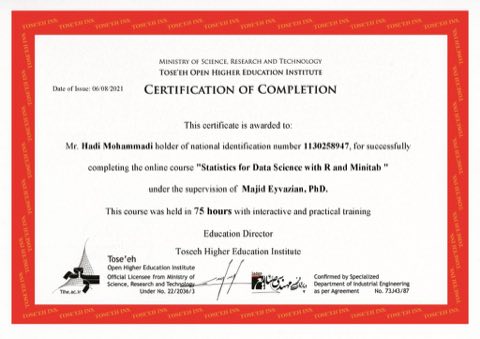 Statistics for Data Science certificate