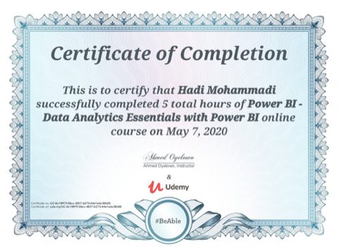 Power BI certificate