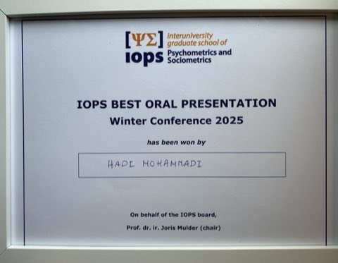 IOPS Best Oral Presentation Award certificate