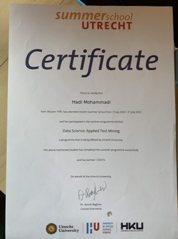 Data Science: Applied Text Mining certificate