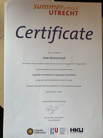 A gentle introduction to Bayesian Estimation certificate