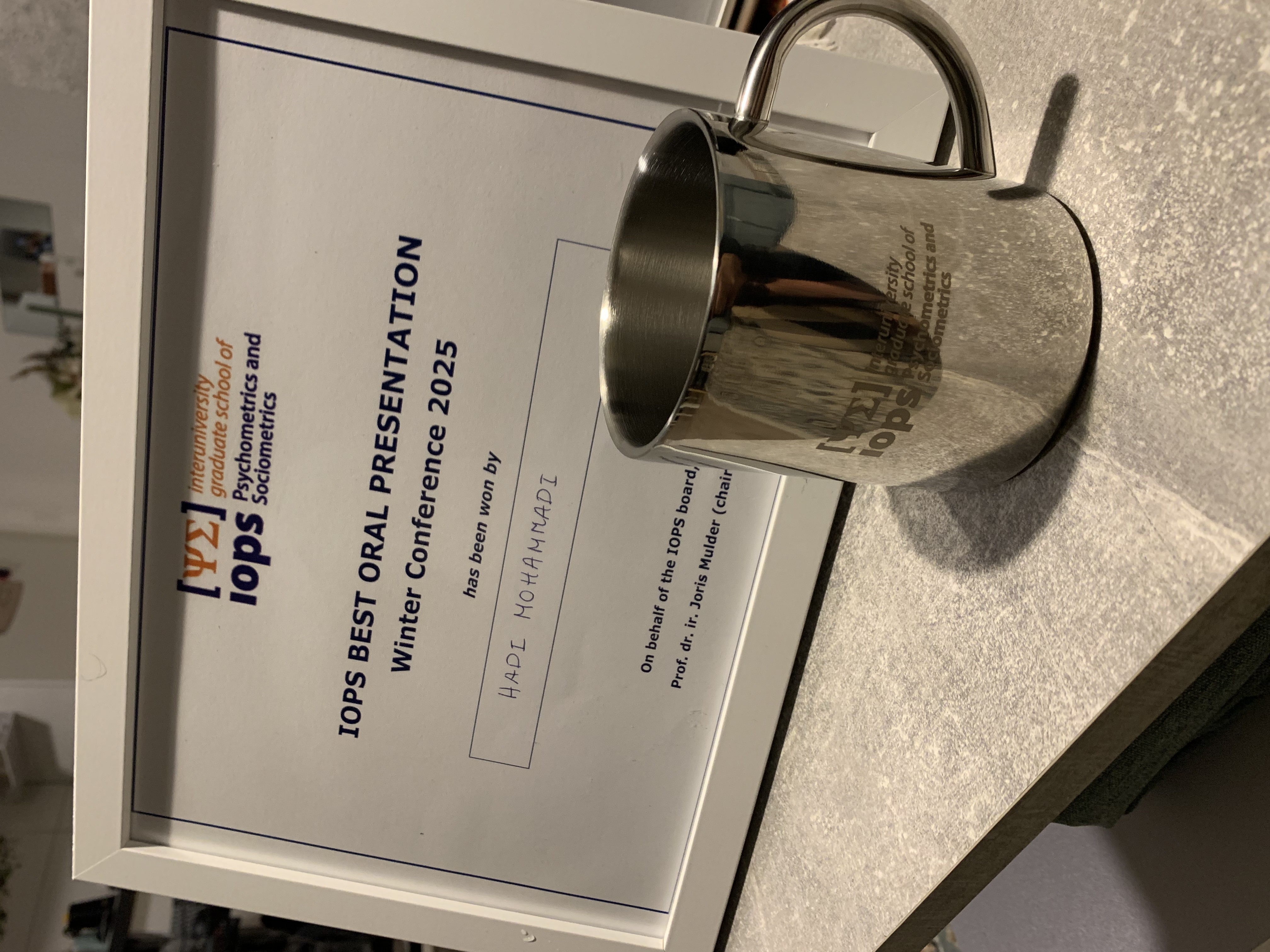 IOPS Best Oral Presentation Award Certificate